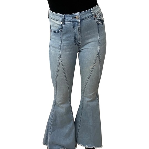 Litz Jeans Bell Bottoms Blue Hippie Casual 70s Boho Denim Mid Rise Flare Size 26 - Picture 10 of 10
